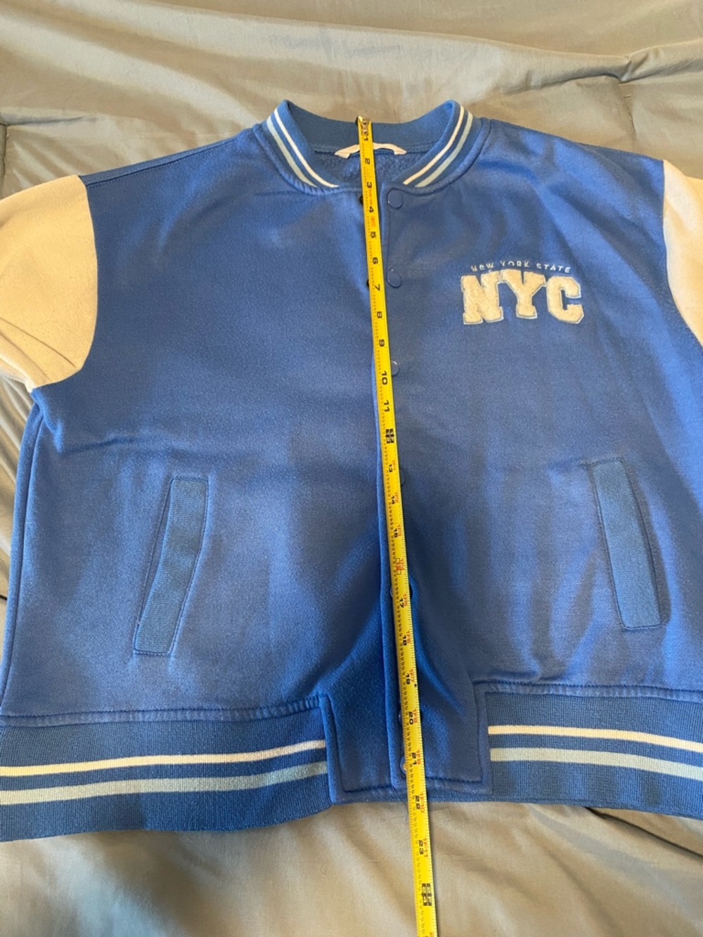 Bluenotes Blue and White Fleece Varsity Jacket Small New York State - Picture 8 of 9